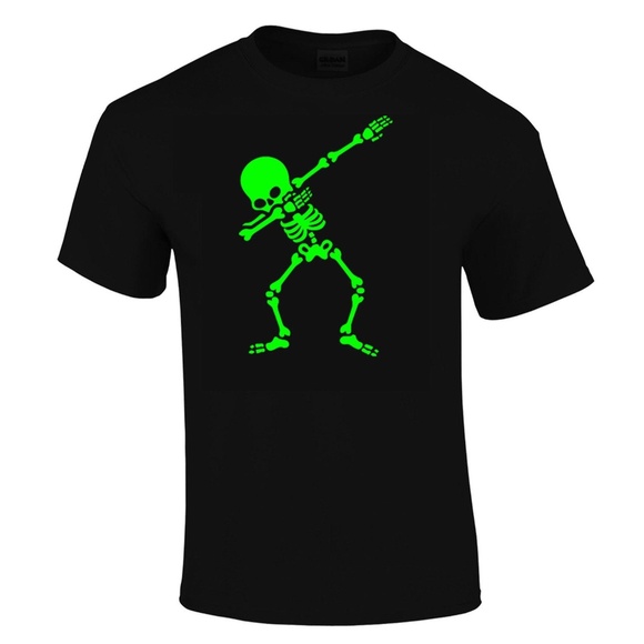 SKELETON HALLOWEEN T-SHIRT GLOW IN THE DARK - Picture 1 of 1